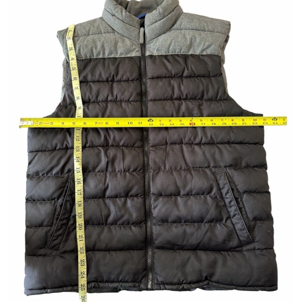 Old Navy Puffer Vest Men’s Large Black Gray Zip Up Sleeveless Jacket - Picture 8 of 8